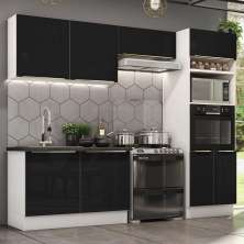 Cozinha Completa Madesa Lux 270001 com Armário e Balcão - Branco/Preto