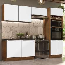 Cozinha Completa Madesa Lux 270001 com Armário e Balcão - Rustic/Branco Veludo