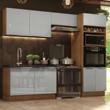 Cozinha Completa Madesa Lux 270001 com Armário e Balcão - Rustic/Cinza