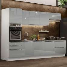 Cozinha Completa Madesa Lux 320004 com Armário e Balcão - Branco/Cinza