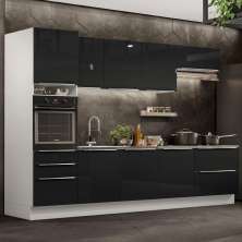 Cozinha Completa Madesa Lux 320004 com Armário e Balcão - Branco/Preto