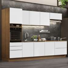 Cozinha Completa Madesa Lux 320004 com Armário e Balcão - Rustic/Branco Veludo