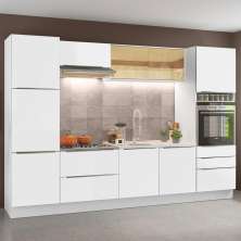 Cozinha Completa Madesa Lux com Armário e Balcão - Branco/Branco Veludo