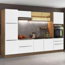 Cozinha Completa Madesa Lux com Armário e Balcão - Rustic/Branco Veludo