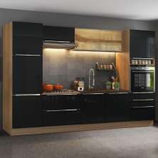 Cozinha Completa Madesa Lux com Armário e Balcão - Rustic/Preto