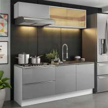 Cozinha Completa Madesa Lux com Armário e Balcão 5 Portas 2 Gavetas - Branco/Cinza
