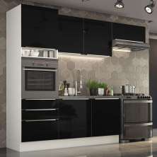 Cozinha Completa Madesa Lux com Armário e Balcão 6 Portas 3 Gavetas - Branco/Preto