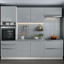 Cozinha Completa Madesa Lux com Armário e Balcão 6 Portas 5 Gavetas - Branco/Cinza
