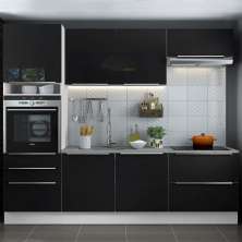 Cozinha Completa Madesa Lux com Armário e Balcão 6 Portas 5 Gavetas - Branco/Preto
