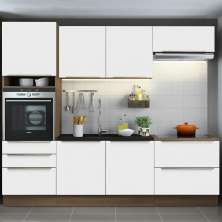 Cozinha Completa Madesa Lux com Armário e Balcão 6 Portas 5 Gavetas - Rustic/Branco Veludo