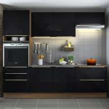 Cozinha Completa Madesa Lux com Armário e Balcão 6 Portas 5 Gavetas - Rustic/Preto