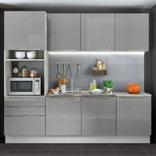 Cozinha Completa Madesa Lux com Armário e Balcão 7 Portas 3 Gavetas - Branco/Cinza
