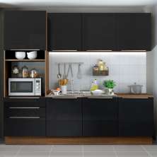 Cozinha Completa Madesa Lux com Armário e Balcão 7 Portas 3 Gavetas - Rustic/Preto