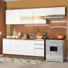 Cozinha Completa Madesa Marcela Com Armário e Balcão (Sem Tampo e Pia) - Rustic/Branco