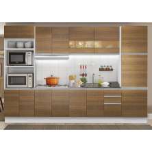 Cozinha Completa Madesa Olimpia 3 Gavetas 14 Portas (Sem Tampo e Pia) - Branco/Rustic
