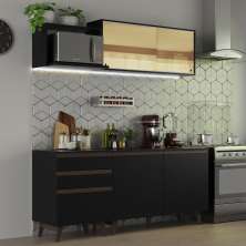 Cozinha Completa Madesa Reims 180001 com Armário e Balcão - Preto