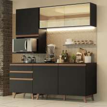Cozinha Completa Madesa Reims 180002 com Armário e Balcão - Preto