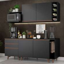 Cozinha Completa Madesa Reims 200001 com Armário e Balcão - Preto