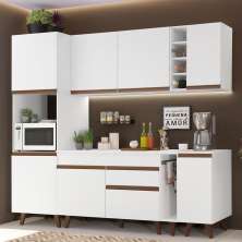 Cozinha Completa Madesa Reims 235002 com Armário e Balcão - Branco