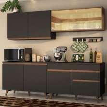 Cozinha Completa Madesa Reims 240001 com Armário e Balcão - Preto/Rustic