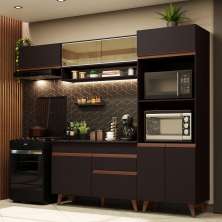 Cozinha Completa Madesa Reims 260007 com Armário e Balcão - Preto