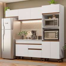 Cozinha Completa Madesa Reims 260008 com Armário e Balcão - Branco