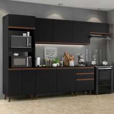 Cozinha Completa Madesa Reims 320001 com Armário e Balcão - Preto