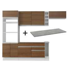 Cozinha Completa Madesa Safira com Armário e Balcão + Tampo - Branco/Rustic