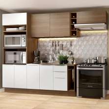 Cozinha Completa Madesa Stella 290002 com Armário e Balcão - Rustic/Branco/Rustic