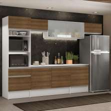 Cozinha Completa Madesa Topazio 300001 com Armário, Balcão e Tampo - Branco/Rustic