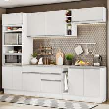 Cozinha Completa Madesa Vicenza com Armário e Balcão + Tampo - Branco