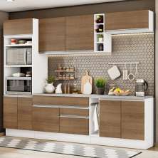 Cozinha Completa Madesa Vicenza com Armário e Balcão + Tampo - Branco/Rustic