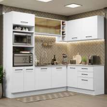 Cozinha Completa de Canto Madesa Agata 399001 com Armário e Balcão (Sem Tampo e Pia) - Branco
