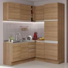 Cozinha Completa de Canto Madesa Glamy 329001 com Armário e Balcão (Sem Tampo e Pia) - Rustic