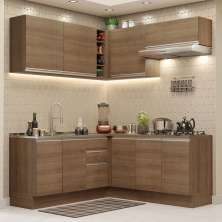 Cozinha Completa de Canto Madesa Glamy 349003 com Armário e Balcão (Sem Tampo e Pia) - Rustic