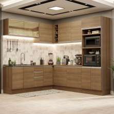 Cozinha Completa de Canto Madesa Glamy 459001 com Armário e Balcão (Sem Tampo e Pia) - Rustic
