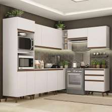 Cozinha Completa de Canto Madesa Reims 462002 com Armário e Balcão - Branco