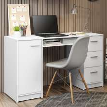 Escrivaninha Mesa para Computador Madesa Alaska 3 Gavetas 1 Porta - Branco