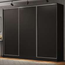 Guarda Roupa Casal 100% MDF Madesa Royale 3 Portas de Correr - Preto