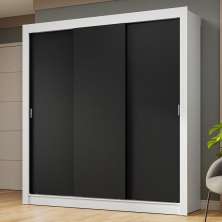 Guarda-Roupa Casal 3 Portas de Correr Branco/Preto Nobre Madesa