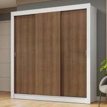Guarda-Roupa Casal 3 Portas de Correr Branco/Rustic Nobre Madesa