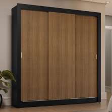 Guarda-Roupa Casal 3 Portas de Correr Preto/Rustic Sublime Plus Madesa