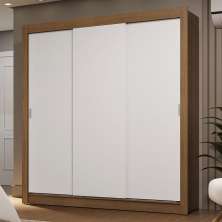 Guarda-Roupa Casal 3 Portas de Correr Rustic/Branco Sublime Madesa
