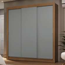 Guarda-Roupa Casal 3 Portas de Correr Rustic/Cinza Sublime Madesa