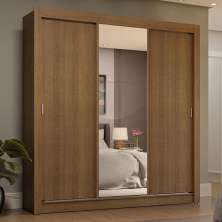 Guarda-Roupa Casal 3 Portas de Correr com Espelho 4 Gavetas Rustic Sublime Plus Madesa