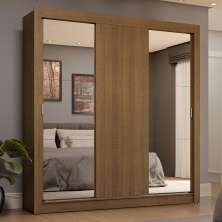 Guarda-Roupa Casal 3 Portas de Correr com Espelhos 4 Gavetas Rustic Sublime Plus Madesa