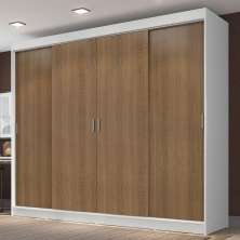 Guarda-Roupa Casal Madesa Austin 4 Portas de Correr 3 Gavetas - Branco/Rustic