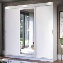 Guarda-Roupa Casal Madesa Istambul 3 Portas de Correr com Espelho 3 Gavetas - Branco