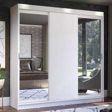 Guarda-Roupa Casal Madesa Istambul 3 Portas de Correr com Espelhos 3 Gavetas - Branco