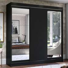 Guarda-Roupa Casal Madesa Istambul 3 Portas de Correr com Espelhos 3 Gavetas - Preto